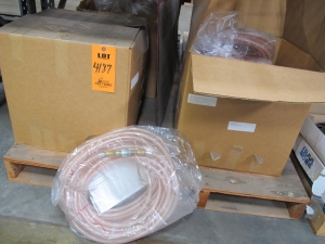 (40) HOSES, AIR TYPE, 50 FT LG SIZE, 20-34PSIG WORK PRESSURE, RUBBER MATERIAL, QUICK CONNECT CONNECTIONS. CLEAR, WITH FITTINGS.. LOADING & HANDLING FEE $15-4187